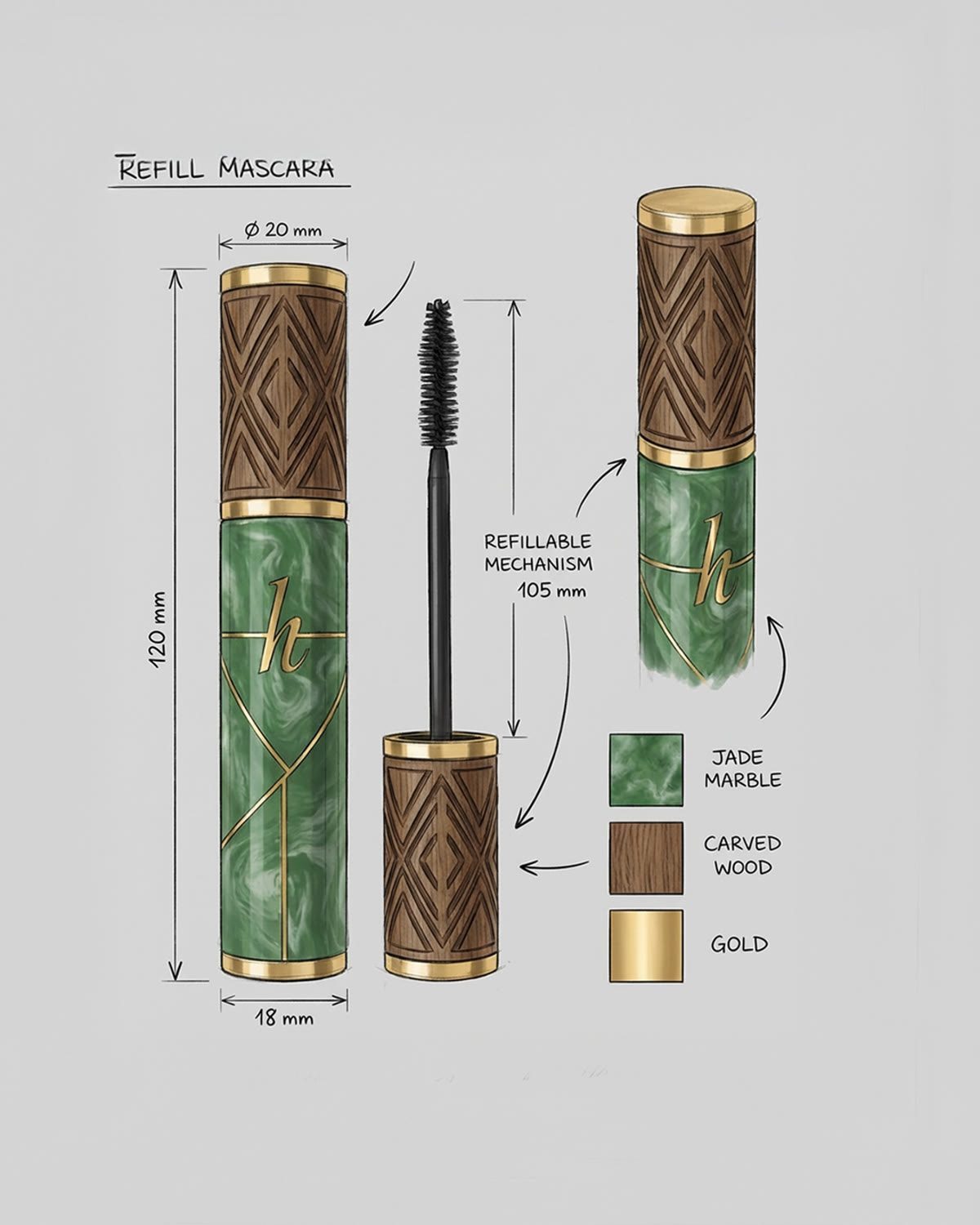 Packaging design drawing with dimensions by Highlight London