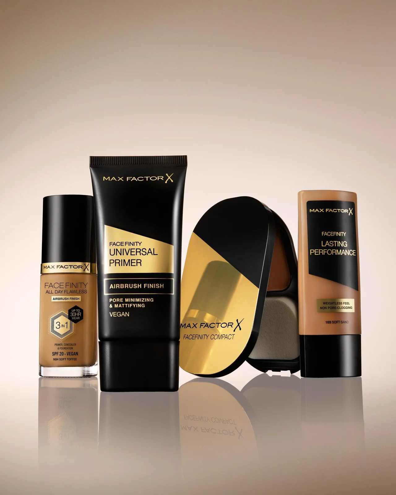 Facefinity franchise for Max Factor, packaging by Highlight London