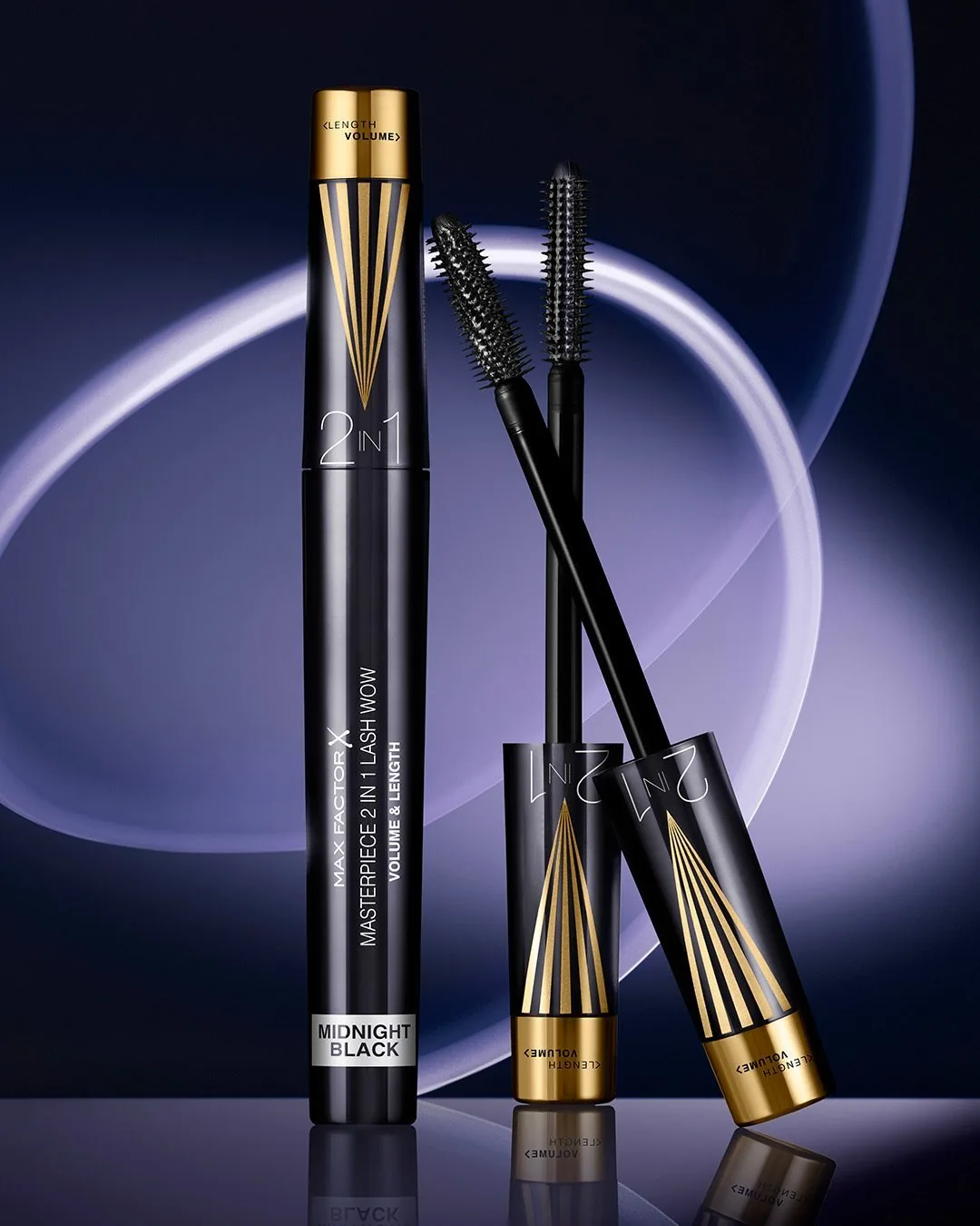 Lash Wow, Max Factor mascara, gold and silver metallic packaging by Highlight London