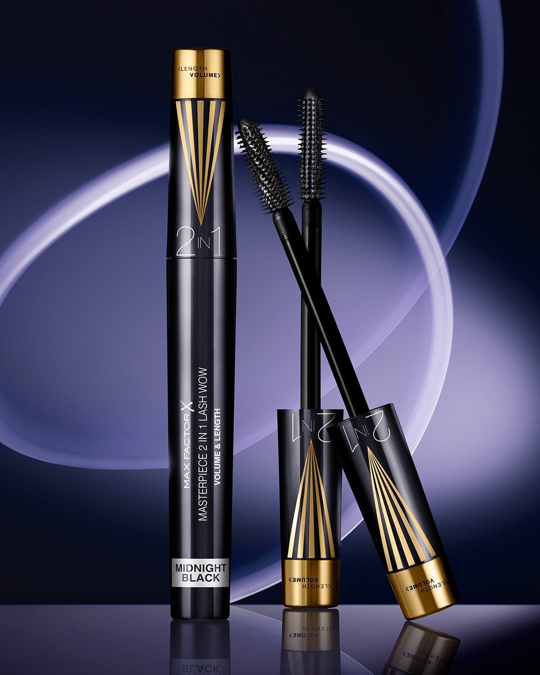 Lash Wow — Max Factor mascara, gold and silver metallic packaging by Highlight London