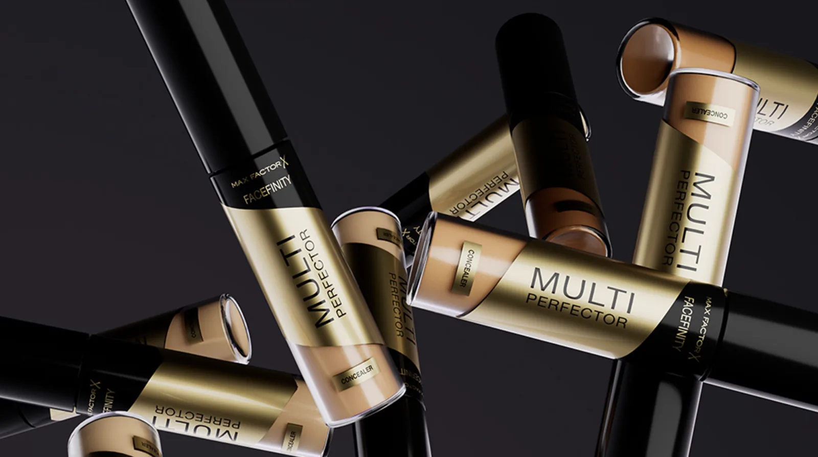 Max Factor Facefinity franchise packaging by Highlight London