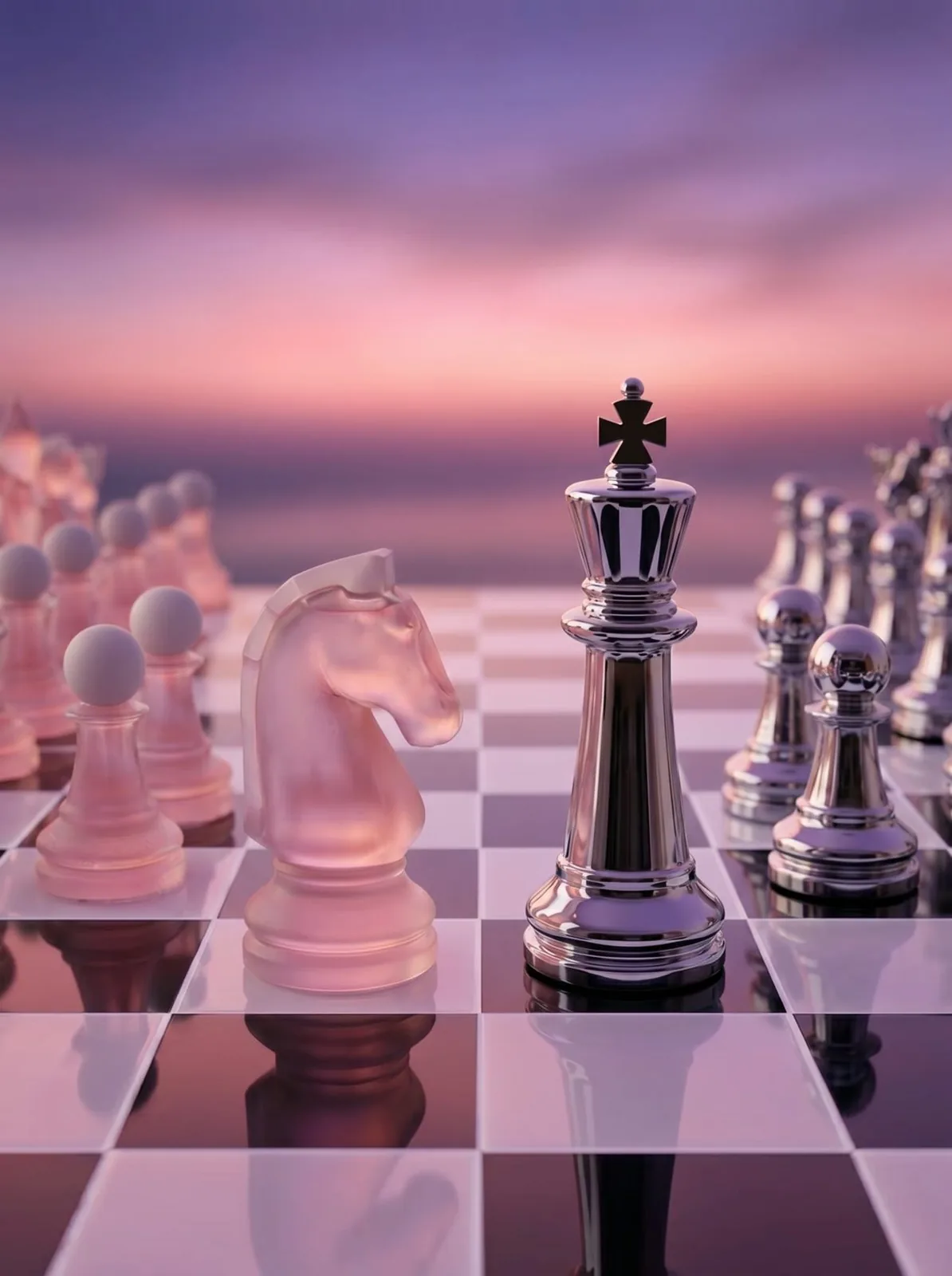 Strategy and AI consulting by Highlight London: glass chess set, the strategic edge